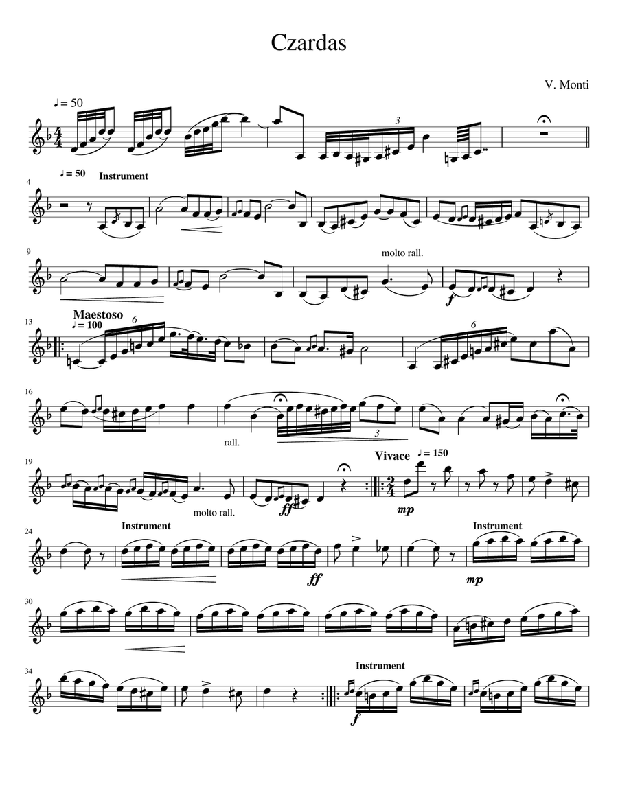 Czardas para clarinete en Sib A Clarinet scores gallery preview page 1
