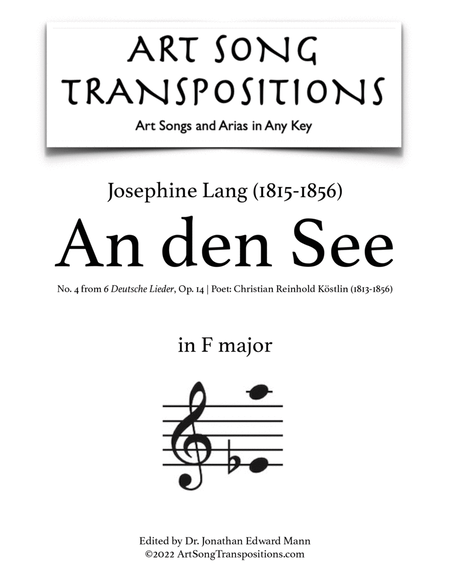 LANG: And den See, Op. 14 no. 4 (transposed to F major)