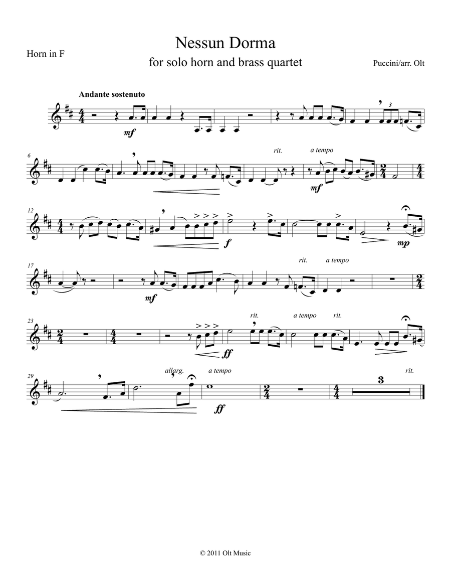 Nessun Dorma Nessun Dorma Brass Quintet scores gallery preview page 3