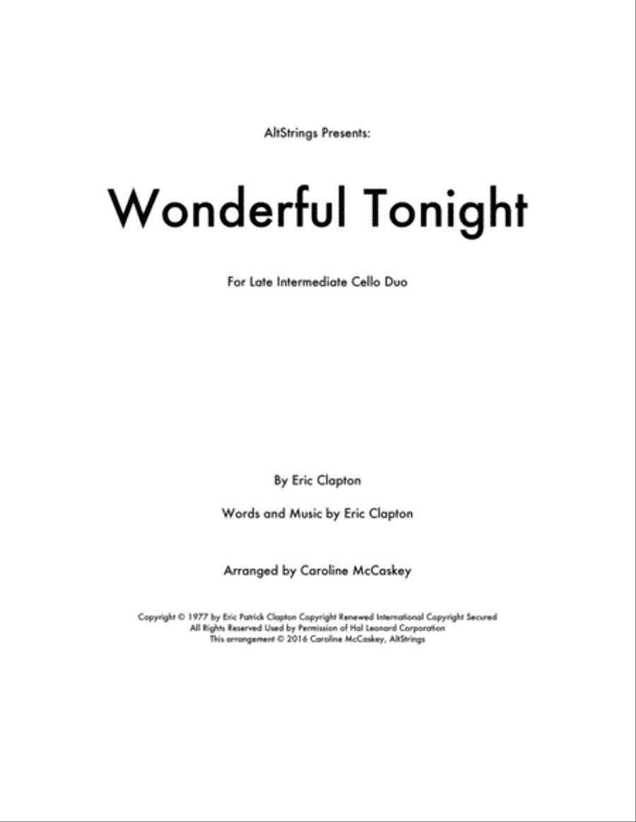 Wonderful Tonight String Duet scores gallery preview page 1