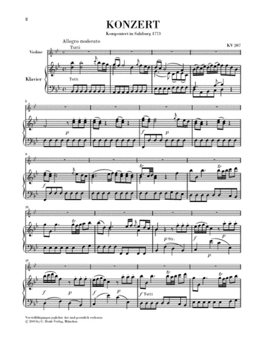 Concerto No. 1 in B Flat Major K207