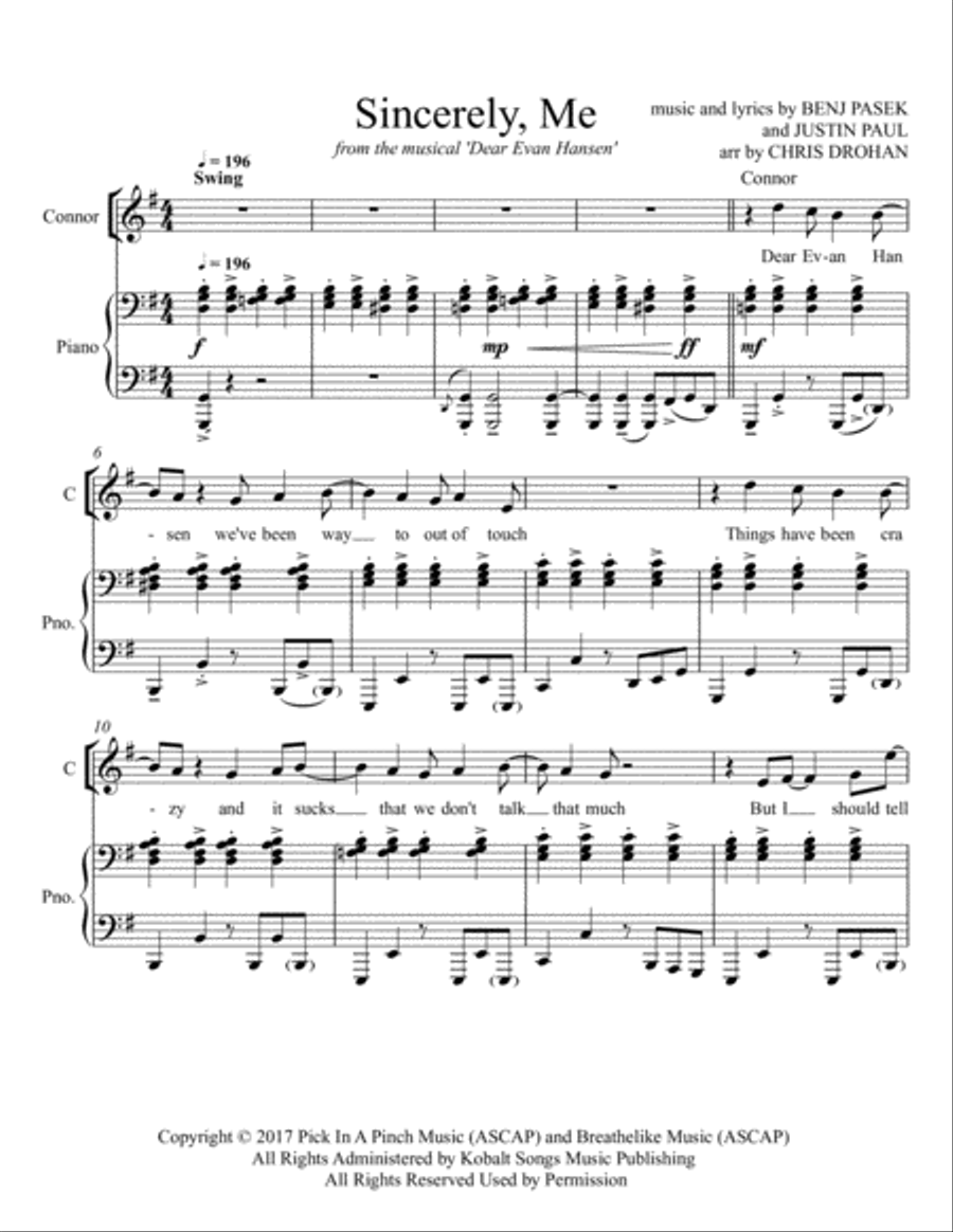 Sincerely, Me Sincerely, Me Voice scores gallery preview page 1