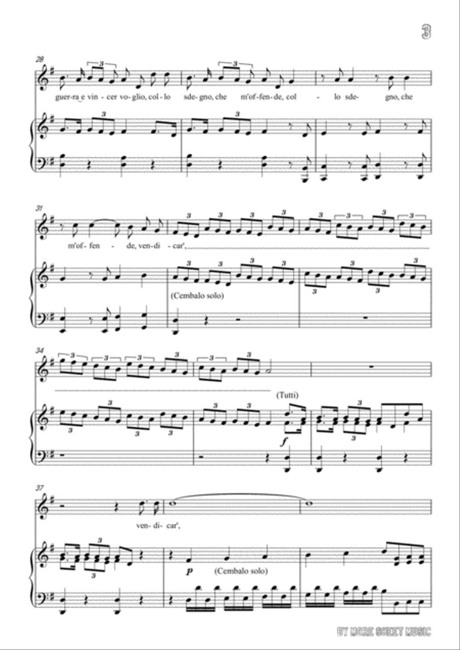 Handel-Vo' far guerra in G Major,for Voice and Piano Voice Solo scores gallery preview page 5