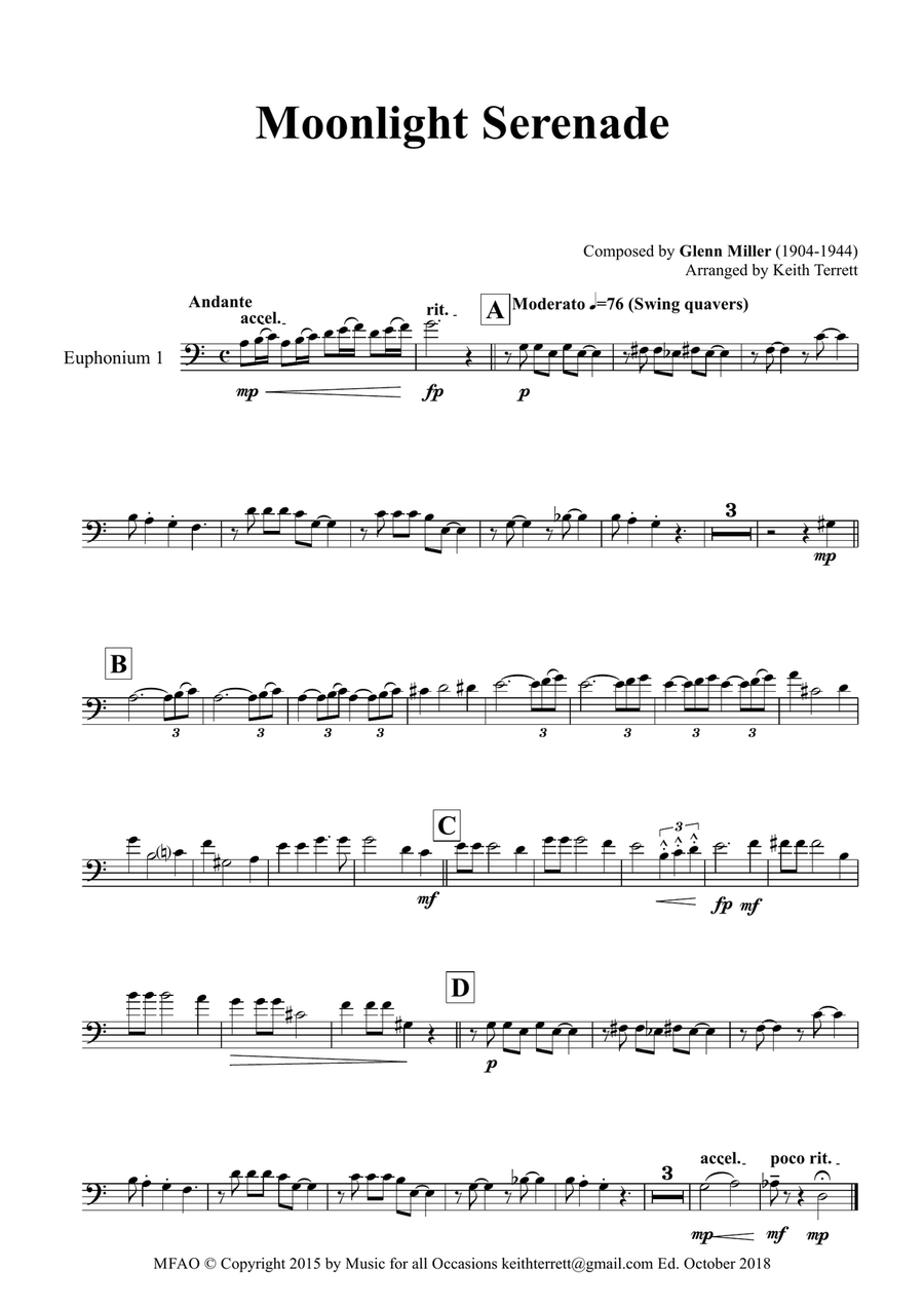 Moonlight Serenade for Tuba Quintet (Jazz for 5 Series) Small Ensemble scores gallery preview page 4