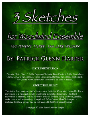 Book cover for 3 Sketches for Woodwind Ensemble: Movement 3 - On Lake Wilson