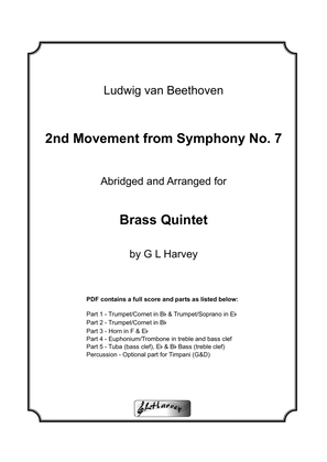 Book cover for 2nd Movement from Beethoven Symphony No.7 for Brass Quintet