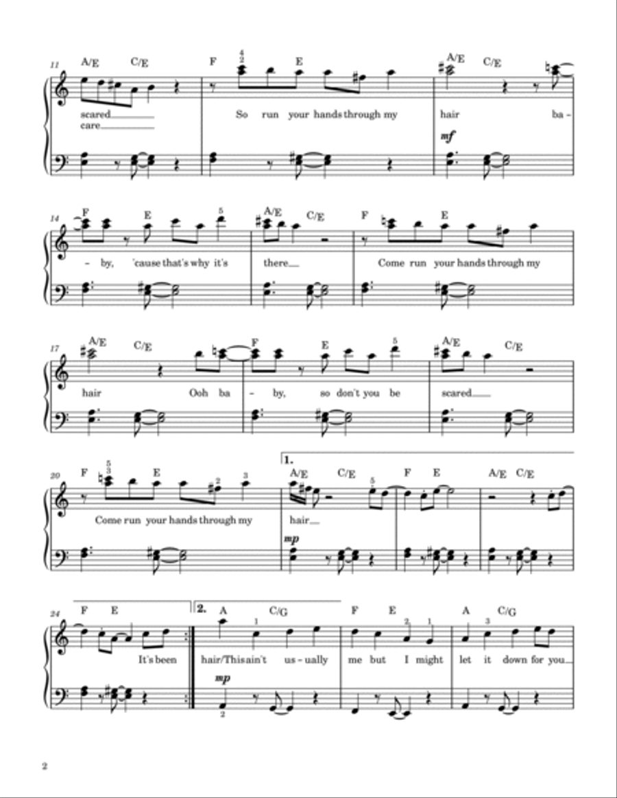 My Hair Easy Piano scores gallery preview page 2