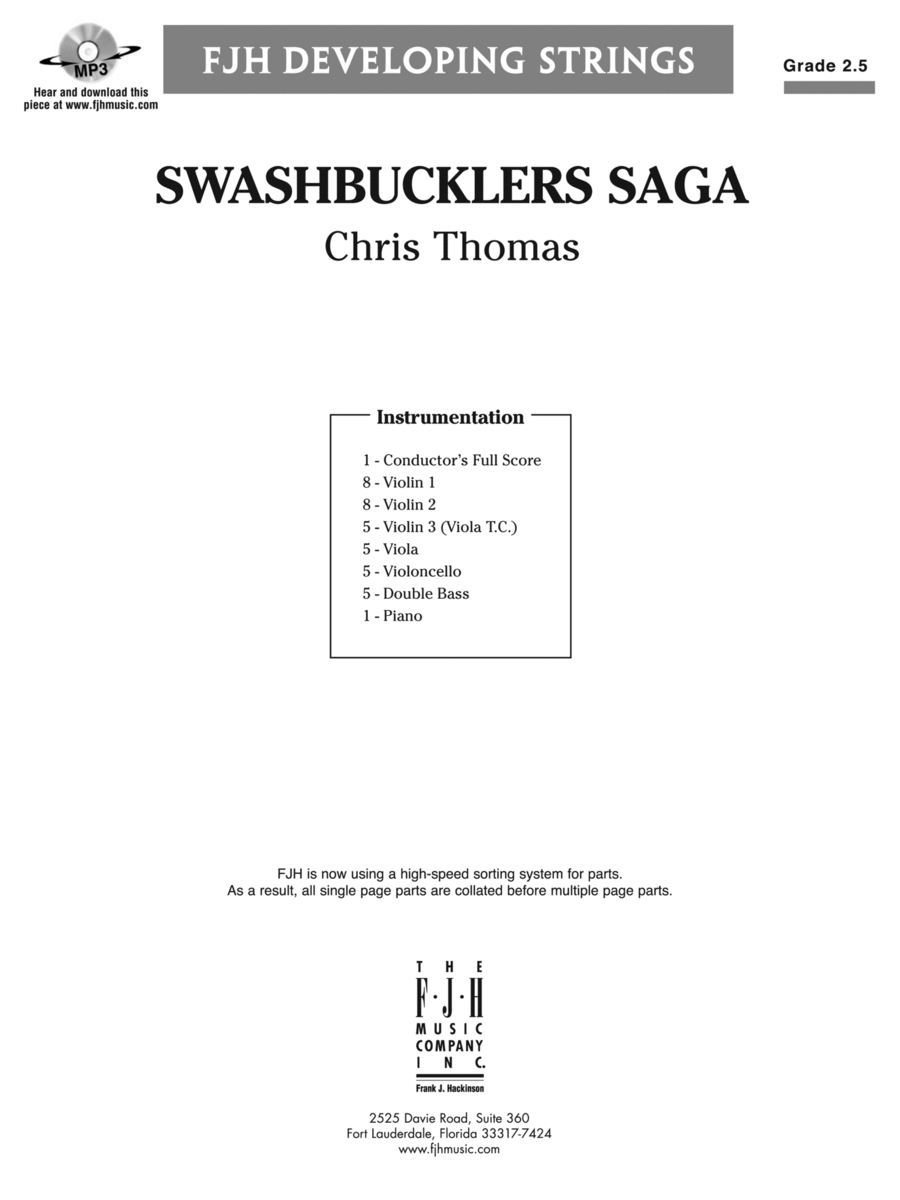 Swashbucklers Saga: Score String Orchestra scores gallery preview page 1