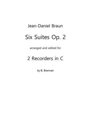 Book cover for JD Braun, Six Suites op.2 for 2 Recorders in C, score