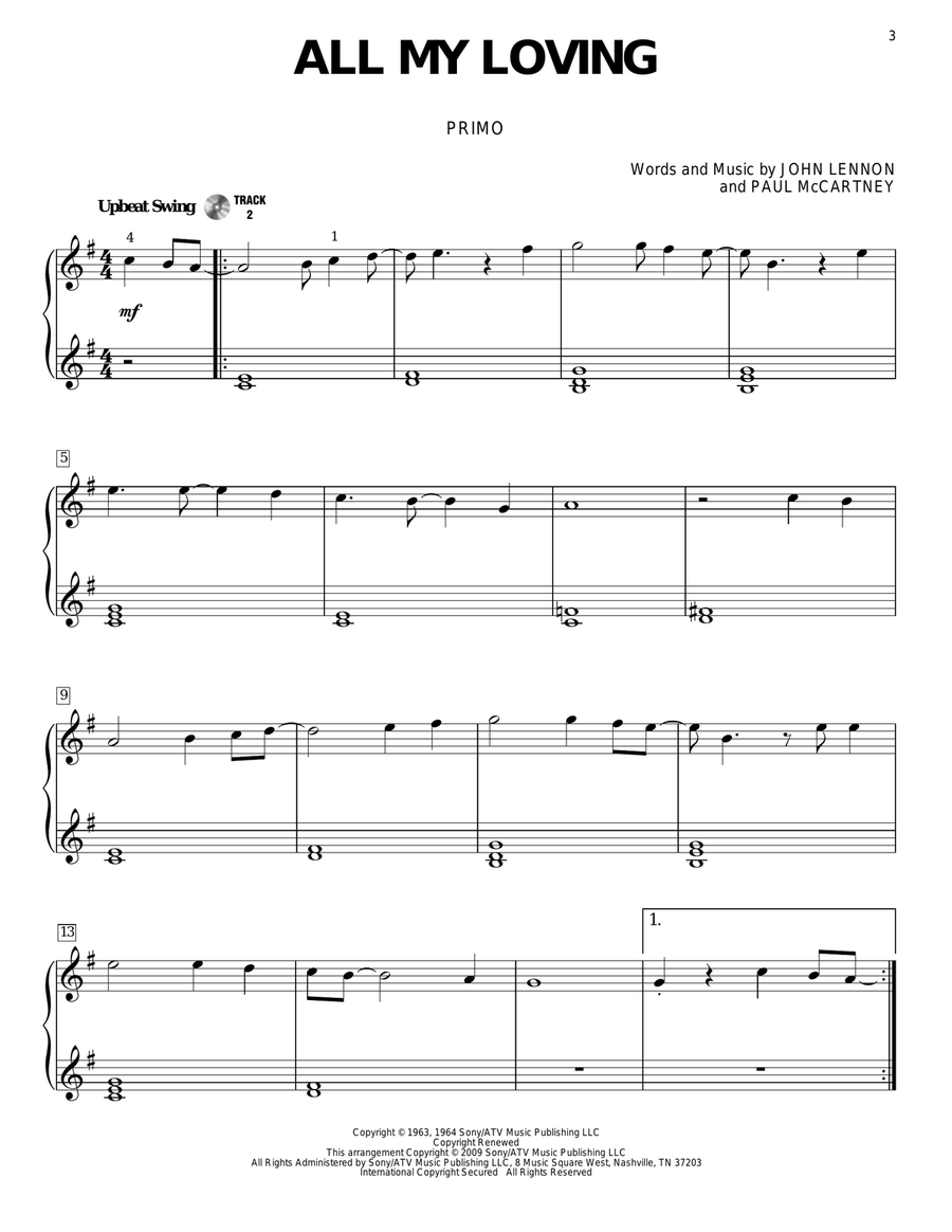 All My Loving Piano Duet scores gallery preview page 2