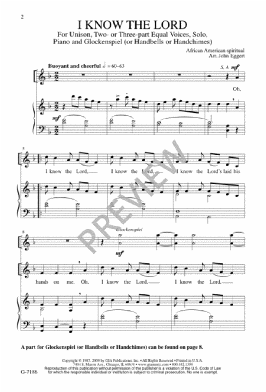 I Know the Lord I Know the Lord Unison Choir scores gallery preview page 2