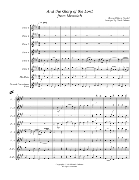 And the Glory of the Lord from Messiah for Flute Choir image number null