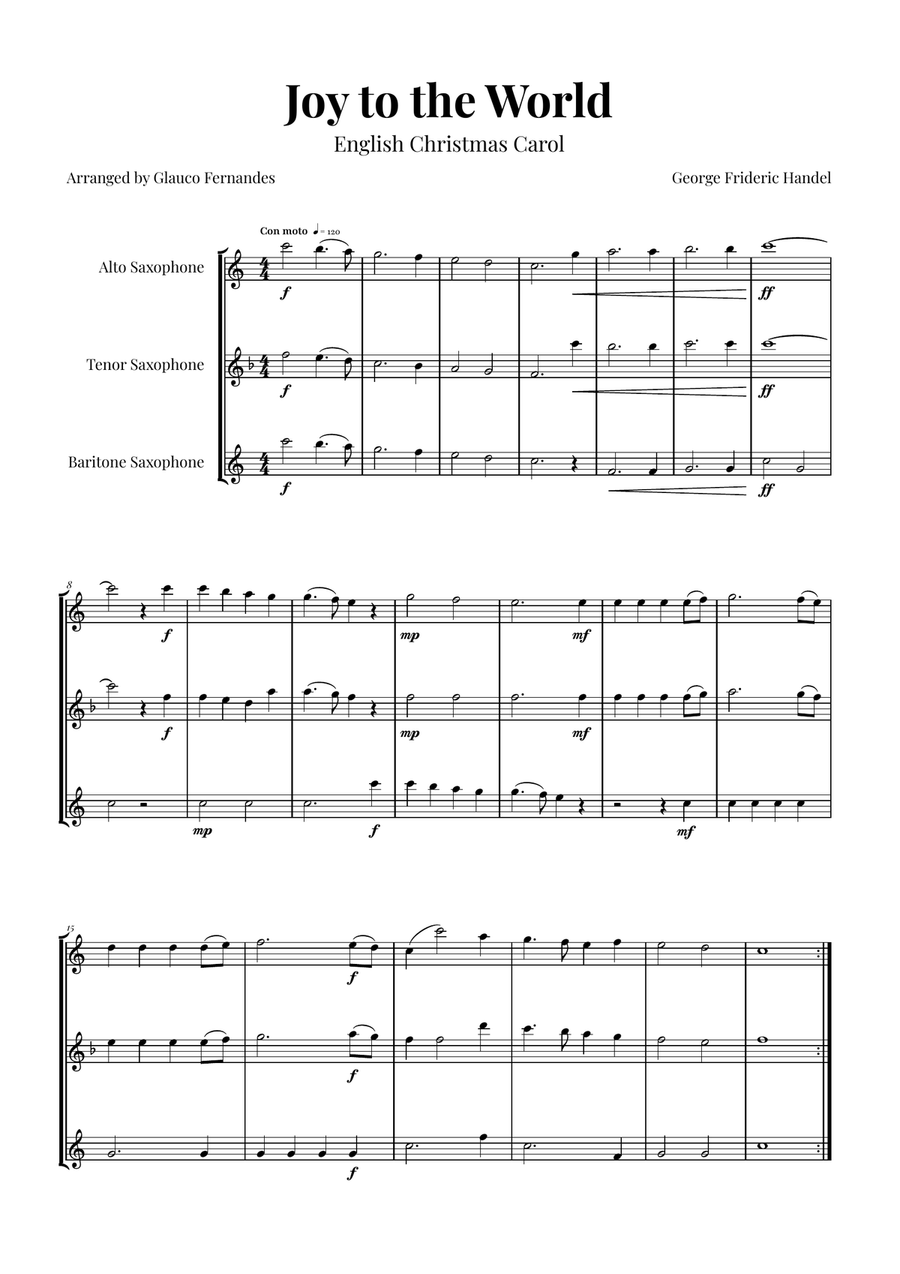 Joy to the World | BEAUTIFUL Trio Woodwind Trio scores gallery preview page 1