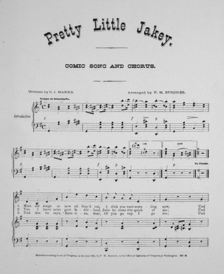 Pretty Little Jakey. Comic Song and Chorus