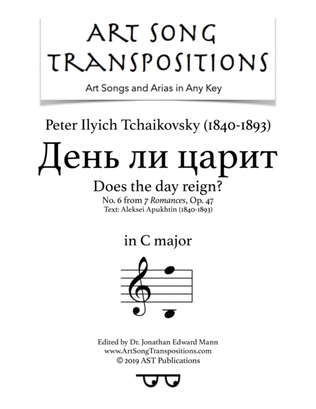 Book cover for TCHAIKOVSKY: День ли царит, Op. 47 no. 6 (transposed to C major)