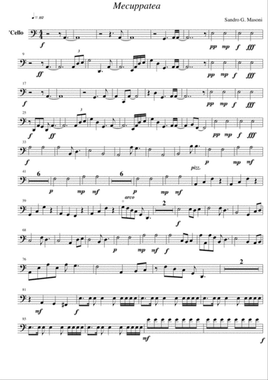 Mecuppatea ('Cello part) Mecuppatea ('Cello part) String Quartet scores gallery preview page 1