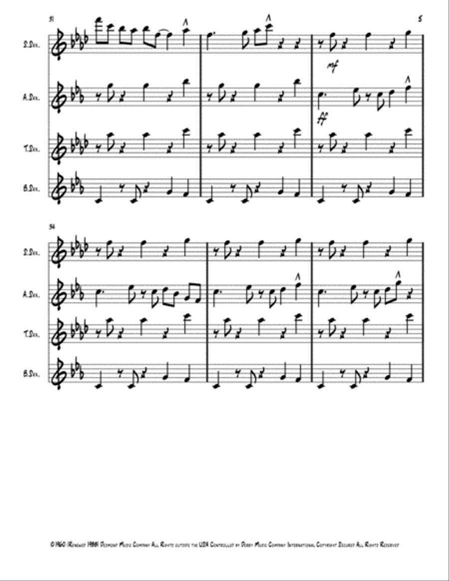 Take Five Saxophone Quartet scores gallery preview page 5