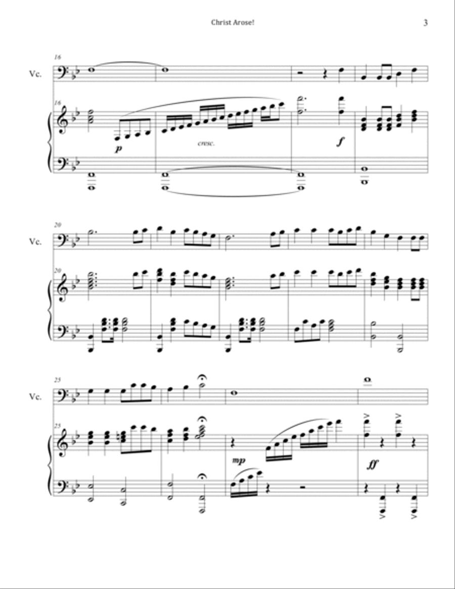 Christ Arose (Piano & Cello) Christ Arose (Piano & Cello) Piano scores gallery preview page 3