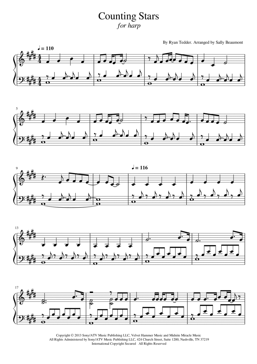 Counting Stars Harp scores gallery preview page 1