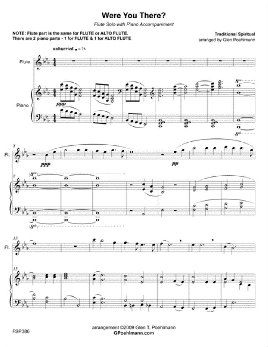 WERE YOU THERE? - FLUTE or ALTO FLUTE with Piano Accompaniment Small Ensemble scores gallery preview page 1