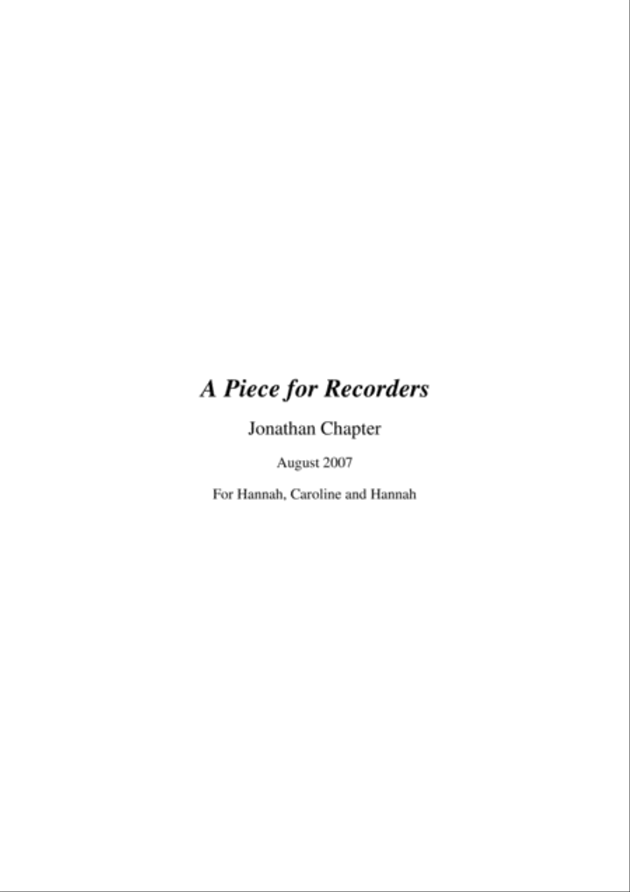 A Piece for Recorders A Piece for Recorders Recorder scores gallery preview page 1