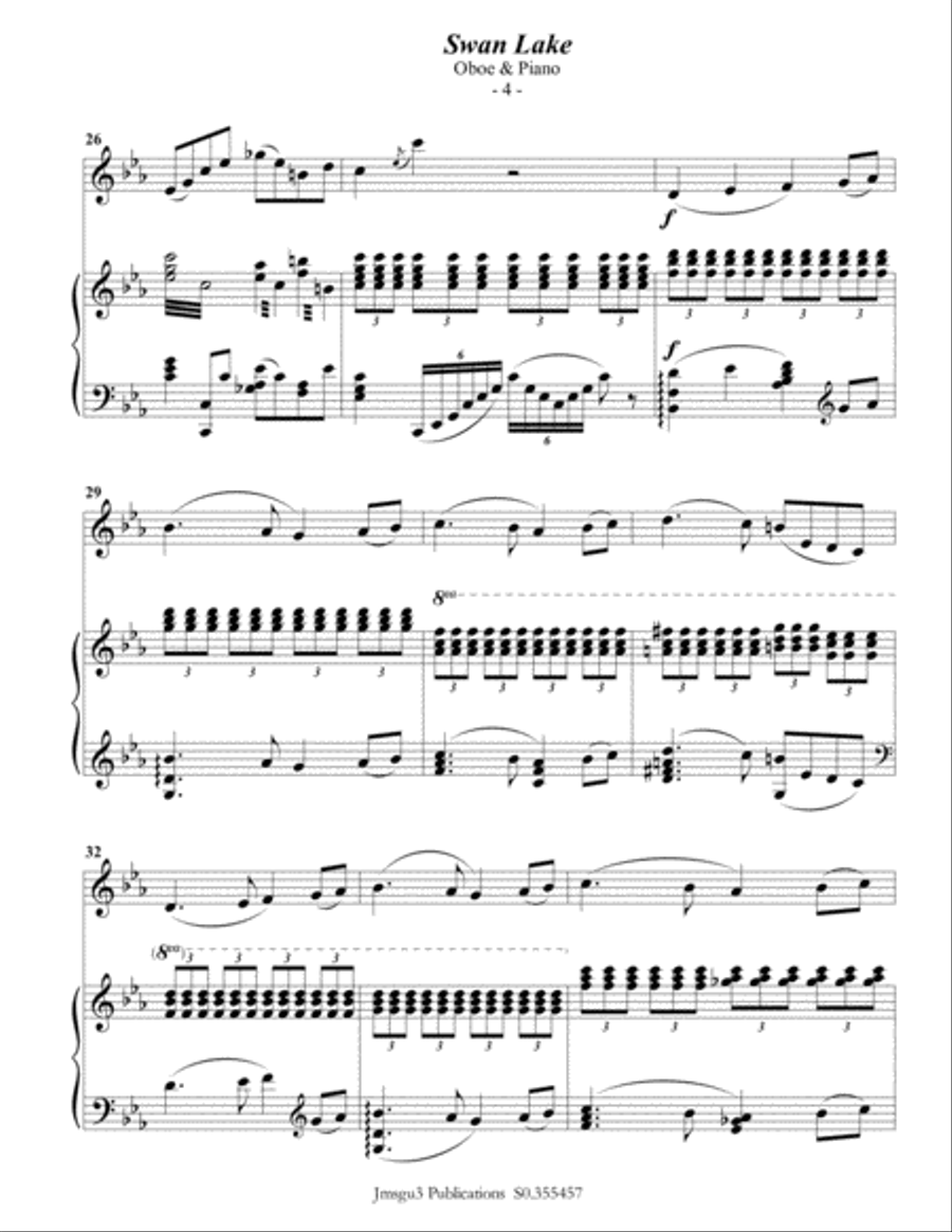Tchaikovsky: Scene 10 from Swan Lake for Oboe & Piano Piano scores gallery preview page 5