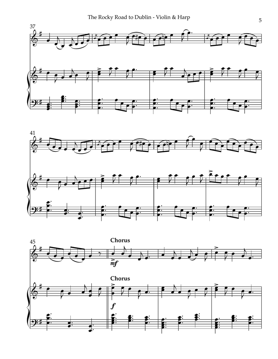 The Rocky Road to Dublin, Duet for Violin & Harp