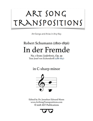 Book cover for SCHUMANN: In der Fremde, Op. 39 no. 1 (transposed to C-sharp minor)