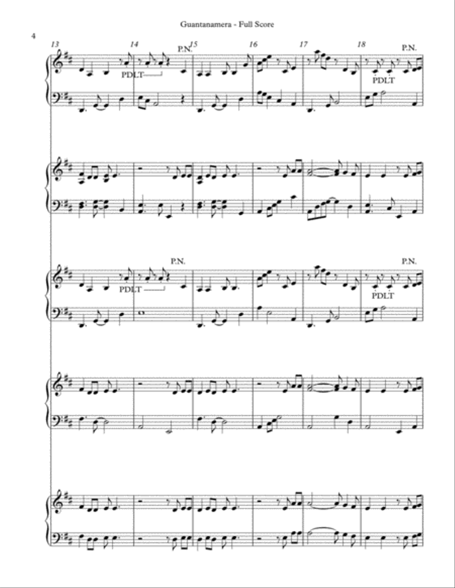 Guantanamera Pedal Harp scores gallery preview page 4