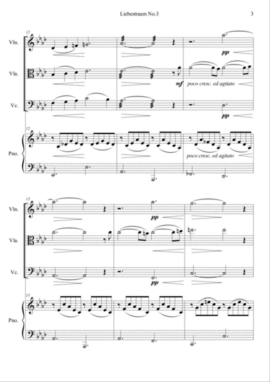Liebestraum, S.541 No.3 Piano Quartet scores gallery preview page 3