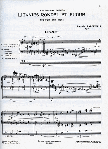 Litanies, Rondel Et Fugue (organ)
