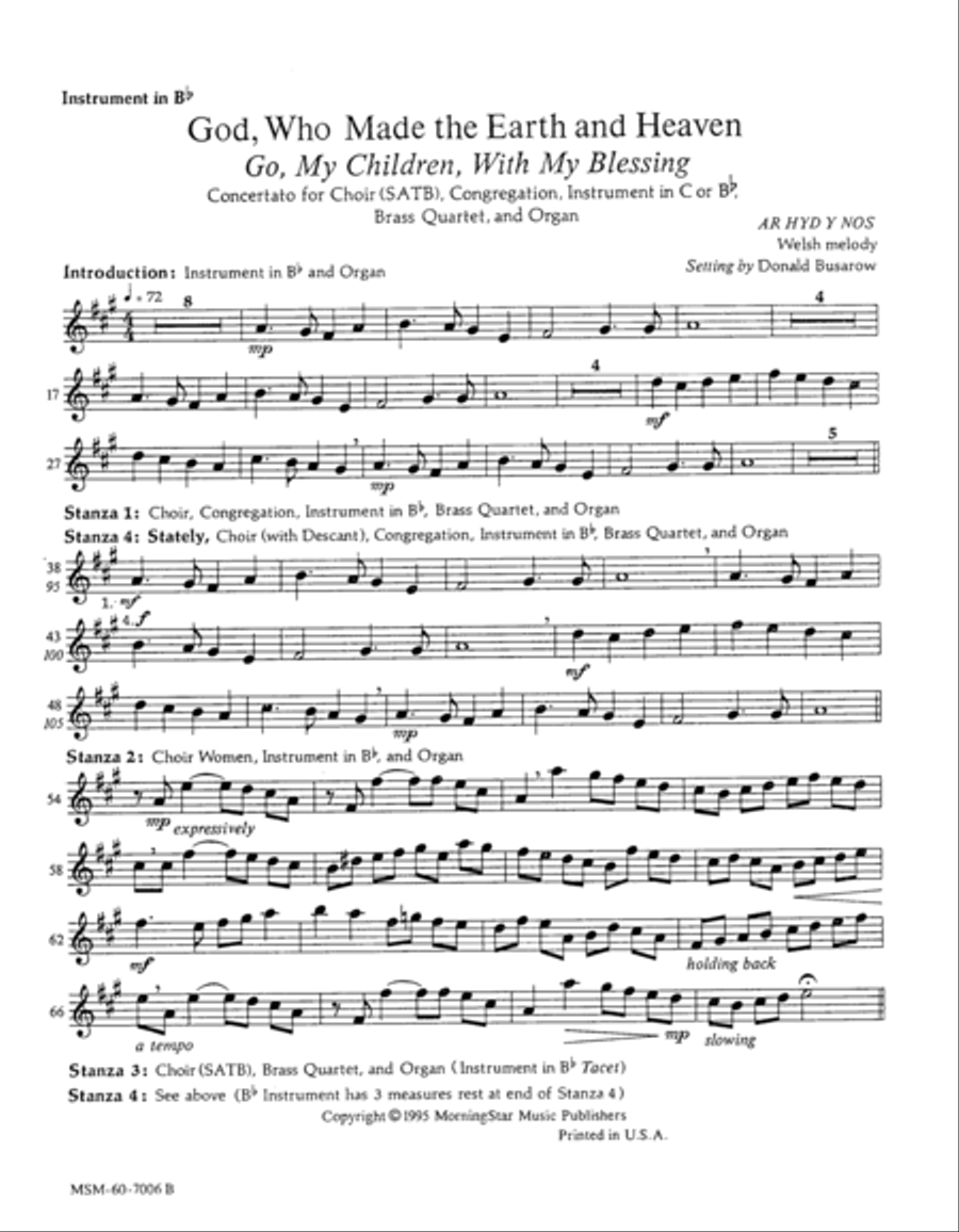 Go, My Children, with My Blessing God, Who Made the Earth and Heaven Choir scores gallery preview page 1