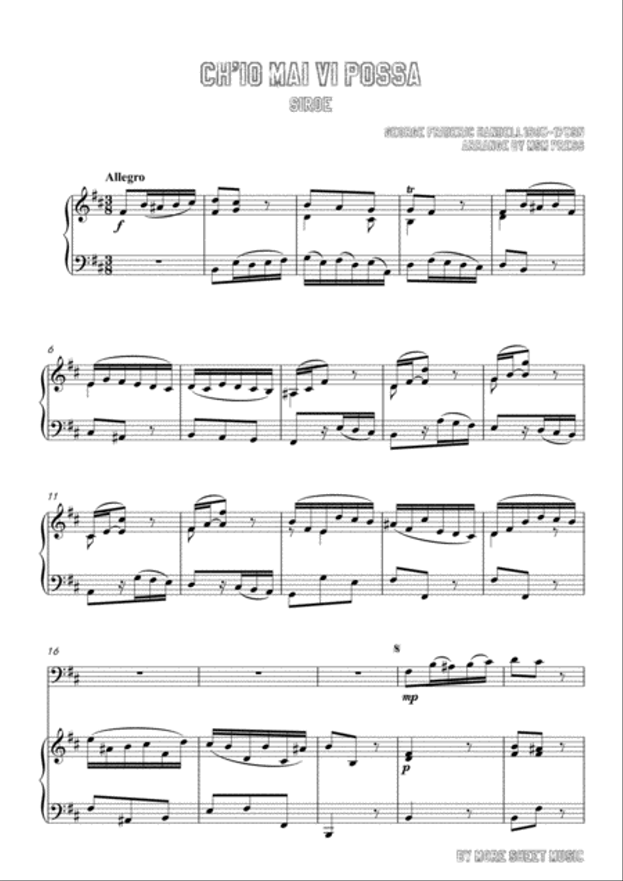 Handel-Ch'io mai vi possa,for Cello and Piano Piano scores gallery preview page 3