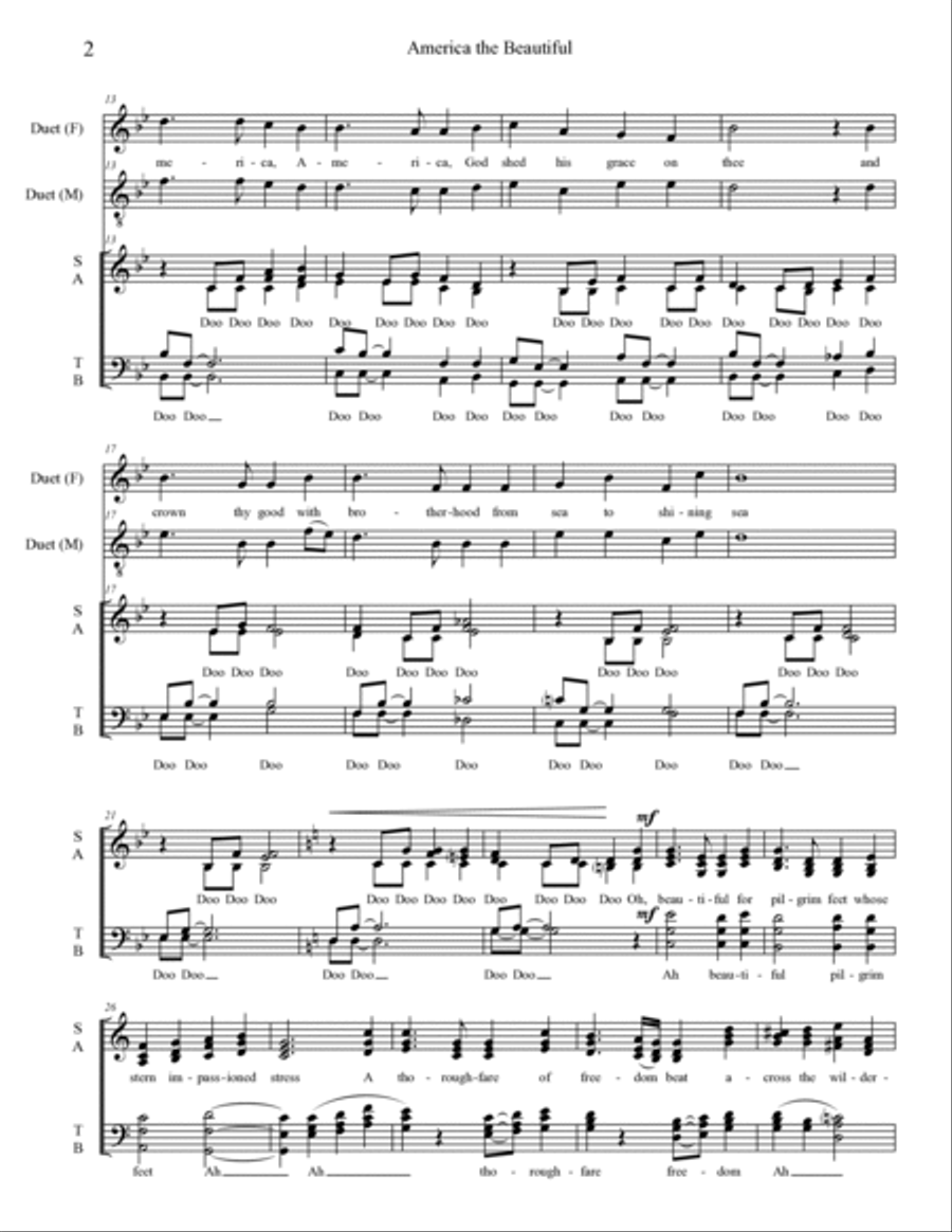 America the Beautiful (SATB - A Cappella) 4-Part scores gallery preview page 2