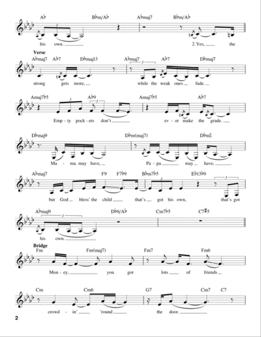 God Bless' The Child God Bless' The Child Voice scores gallery preview page 2