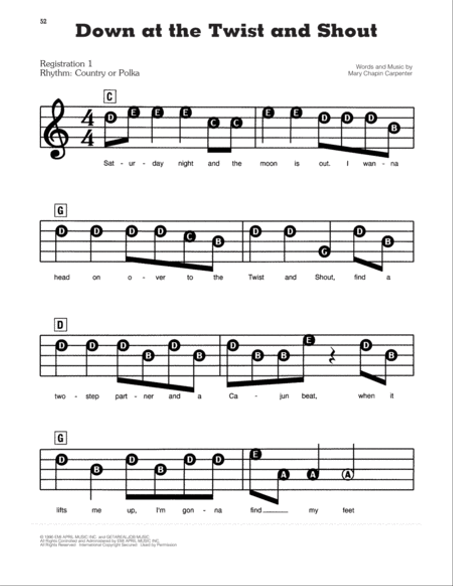 Down At The Twist And Shout Electronic Keyboard scores gallery preview page 1