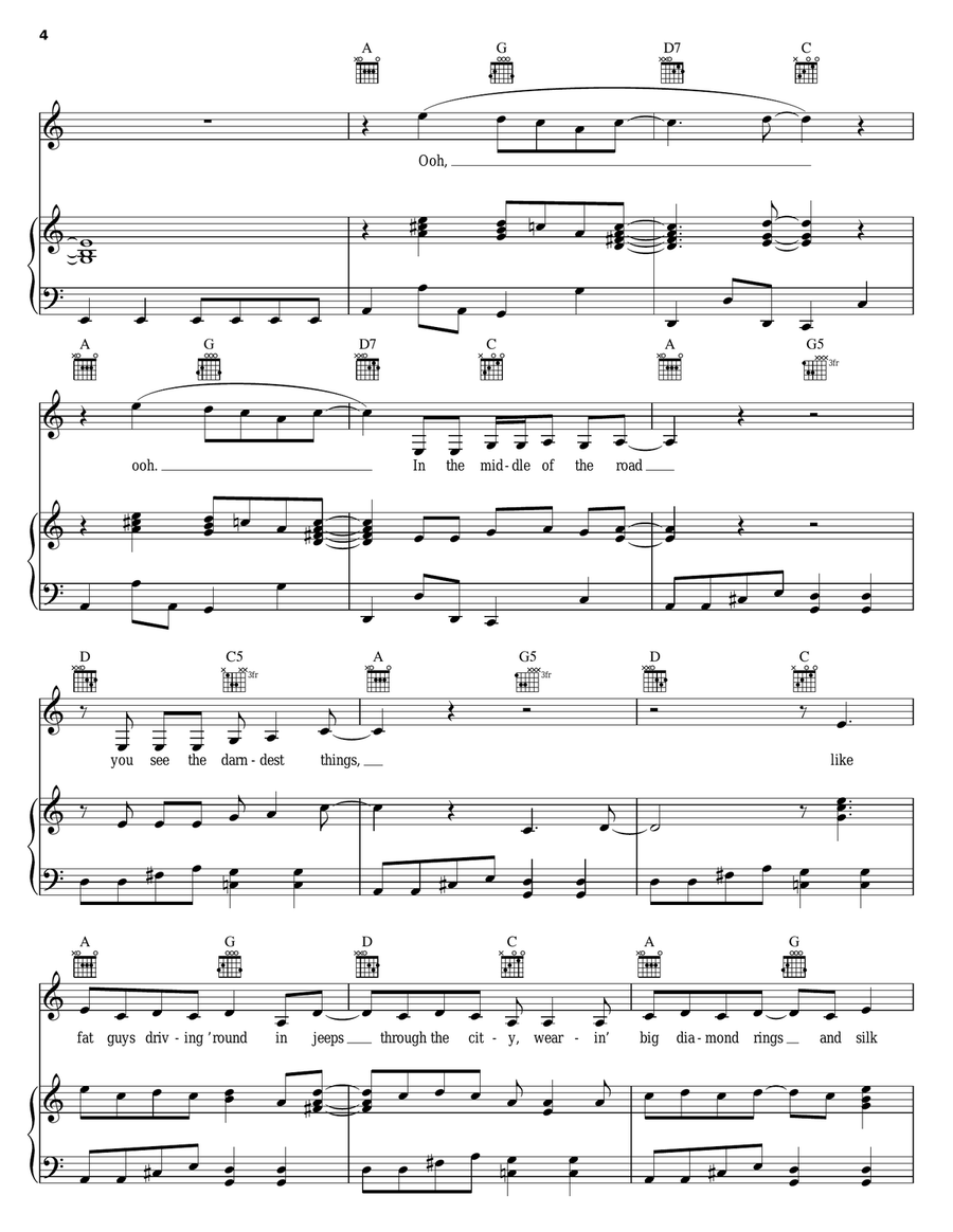 Middle Of The Road Piano, Vocal, Guitar scores gallery preview page 4