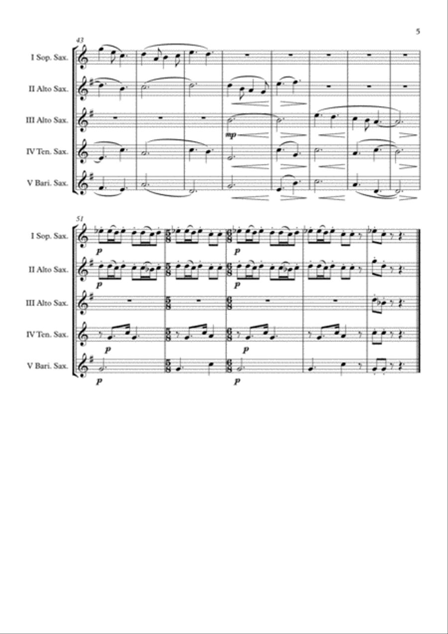 Peter Pan Peter Pan Saxophone Quintet scores gallery preview page 6