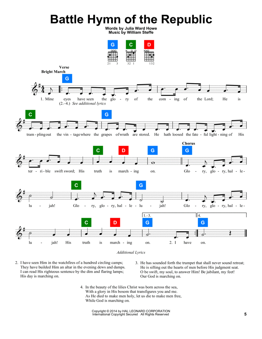 Battle Hymn Of The Republic Hymn Anthems scores gallery preview page 1
