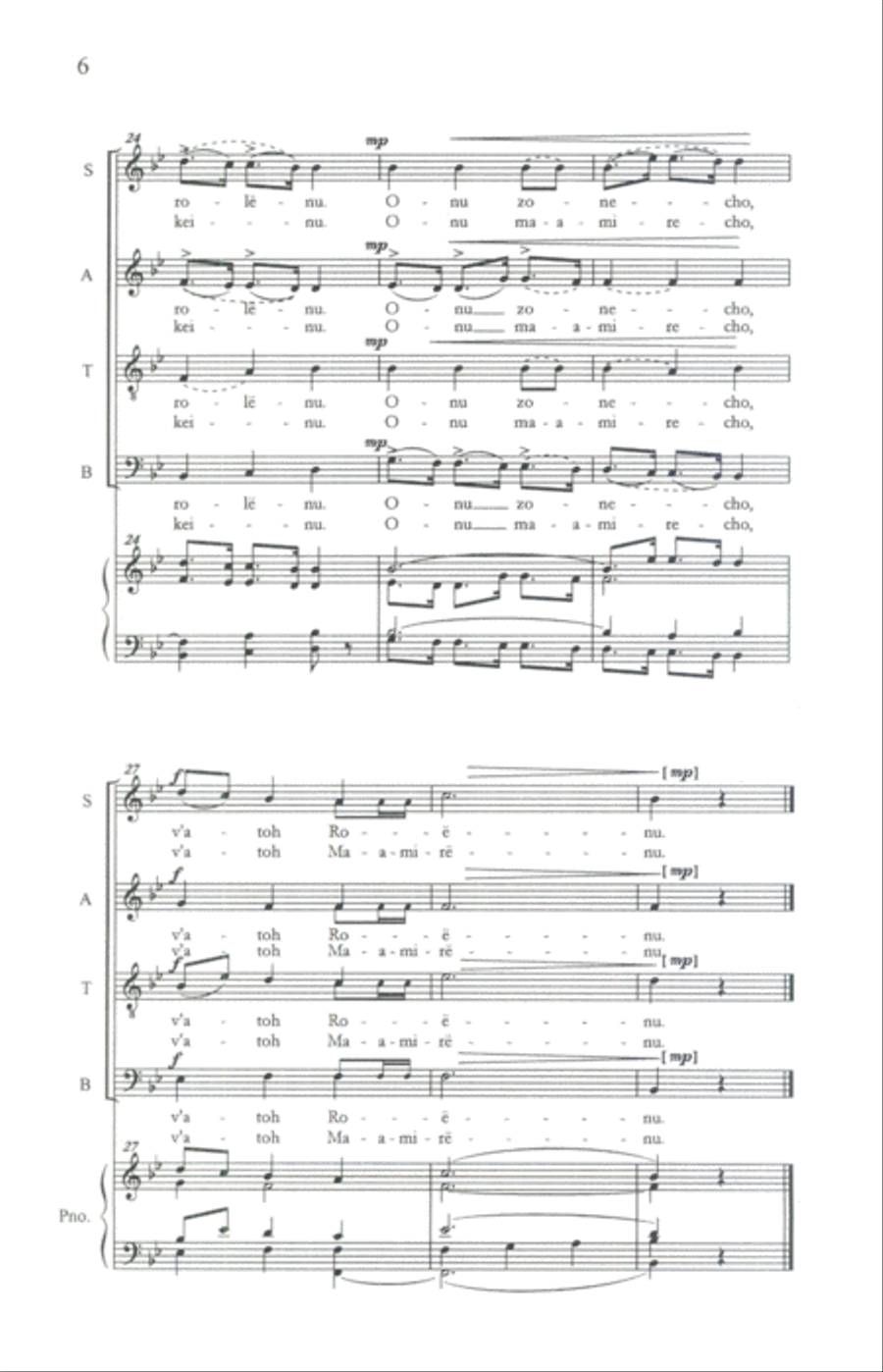 Two Settings of Ki Onu Omecho 4-Part scores gallery preview page 4