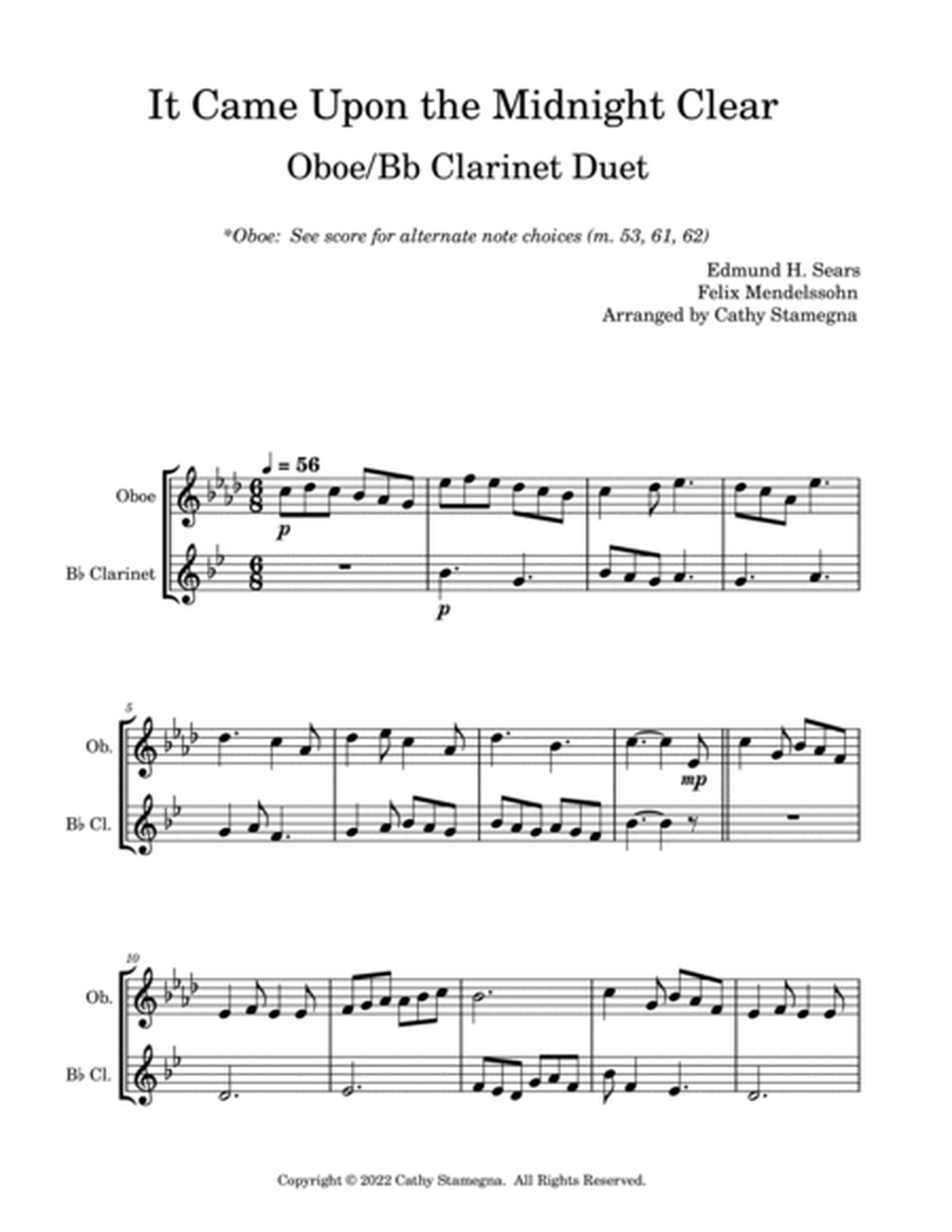 It Came Upon the Midnight Clear (Oboe/Bb Clarinet Duet) image number null
