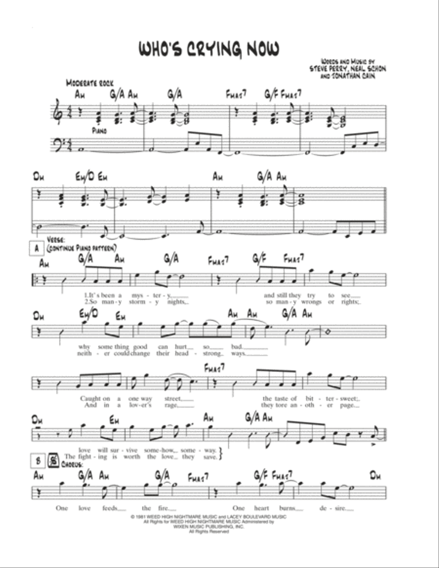 Who's Crying Now School and Community scores gallery preview page 1