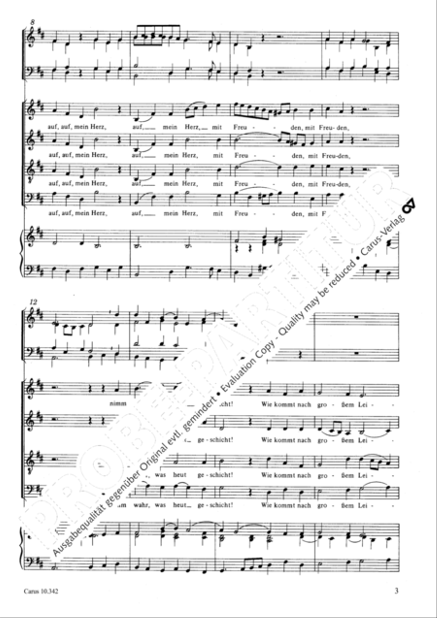 Awake, my heart, with gladness (Auf, auf, mein Herz, mit Freuden) 4-Part scores gallery preview page 4
