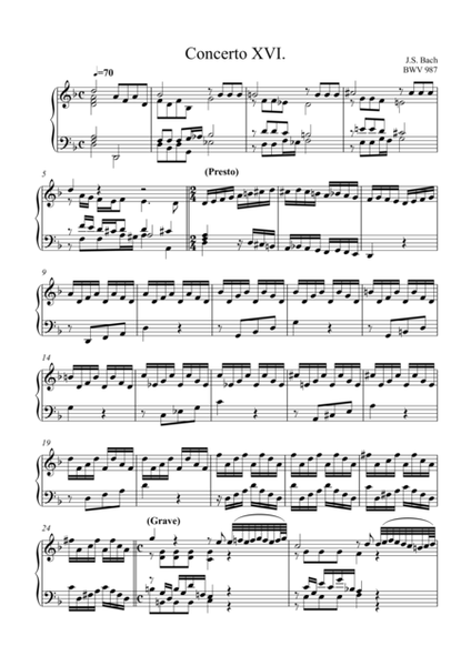 Concerto in D minor, BWV 987, after Violin Concerto Op. 1 No. 4