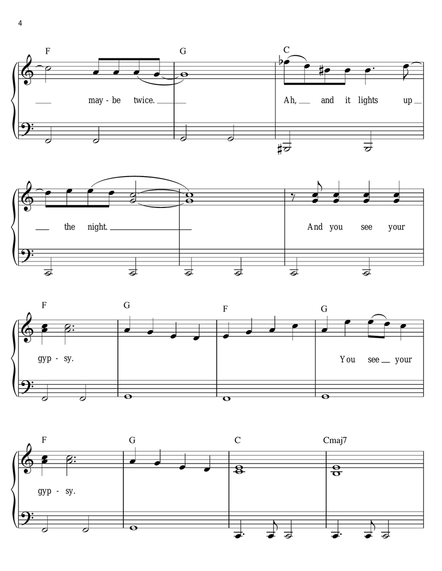 Gypsy Gypsy Easy Piano scores gallery preview page 4