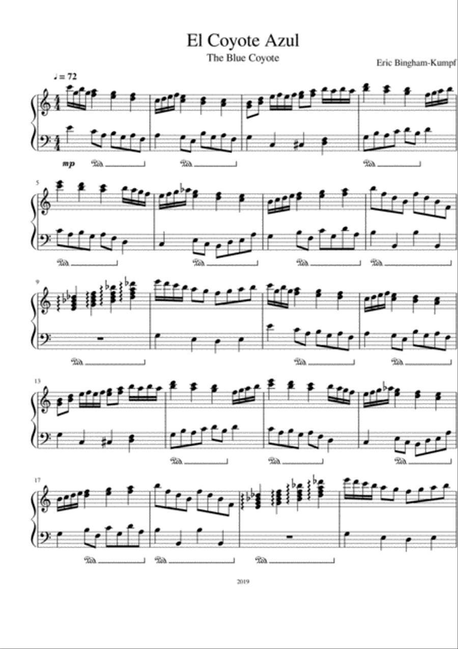 El Coyote Azul (The Blue Coyote) Piano Solo scores gallery preview page 1