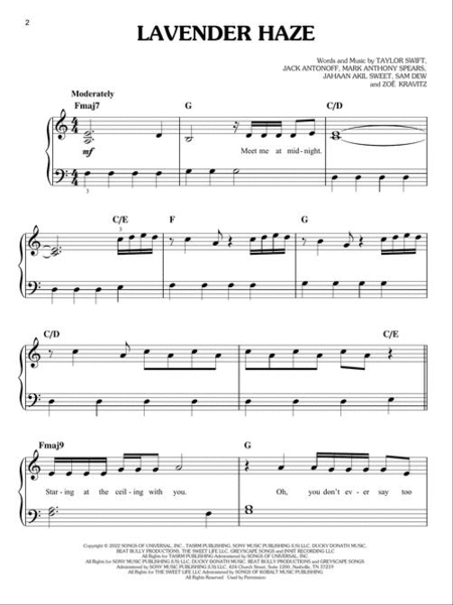 Taylor Swift – Midnights Easy Piano scores gallery preview page 4