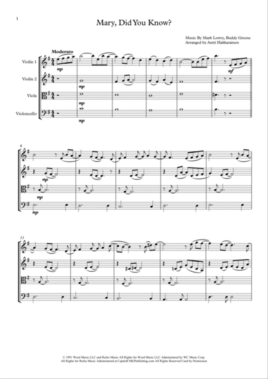 Mary, Did You Know? Mary, Did You Know? String Quartet scores gallery preview page 2