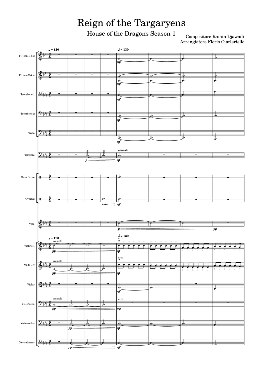 Reign Of The Targaryens Reign Of The Targaryens Full Orchestra scores gallery preview page 1