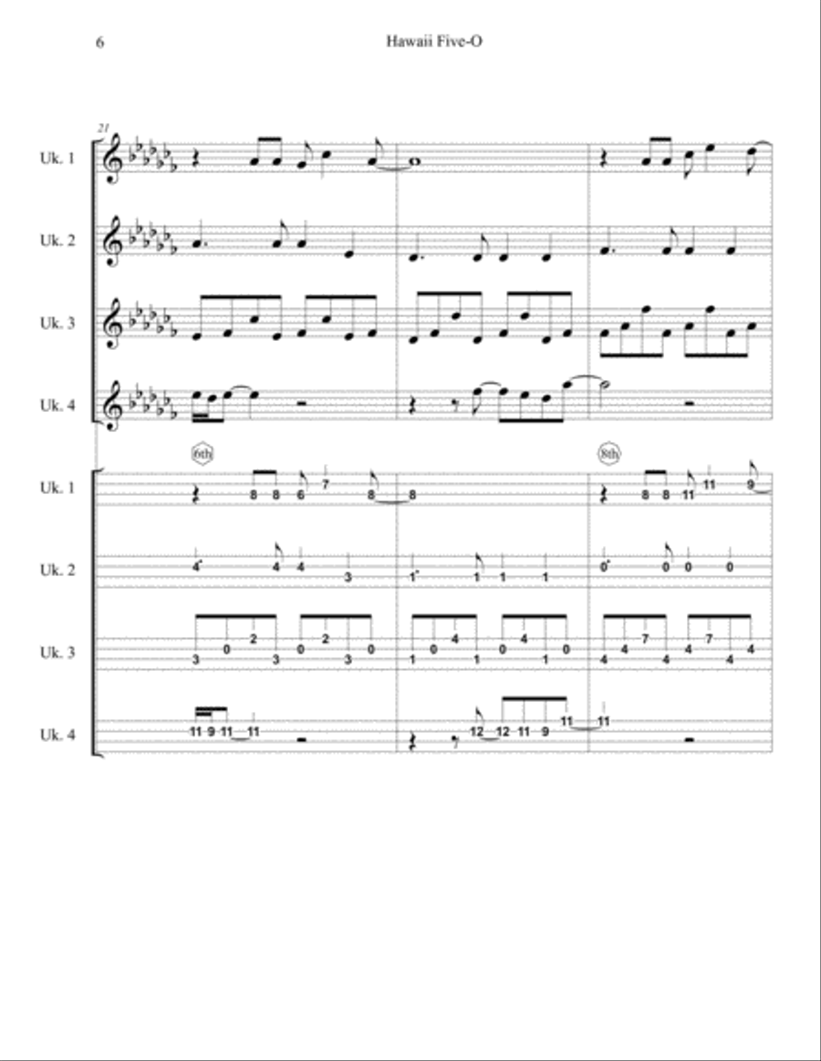 Hawaii Five-O Theme Ukulele scores gallery preview page 6